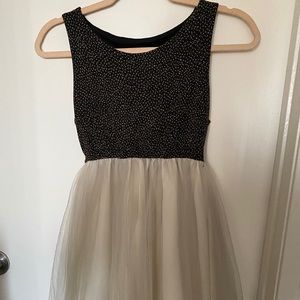 White, Black & Gold Dress